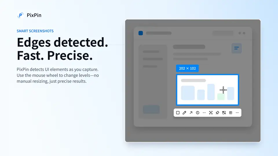 PixPin smart capture detecting precise on-screen regions