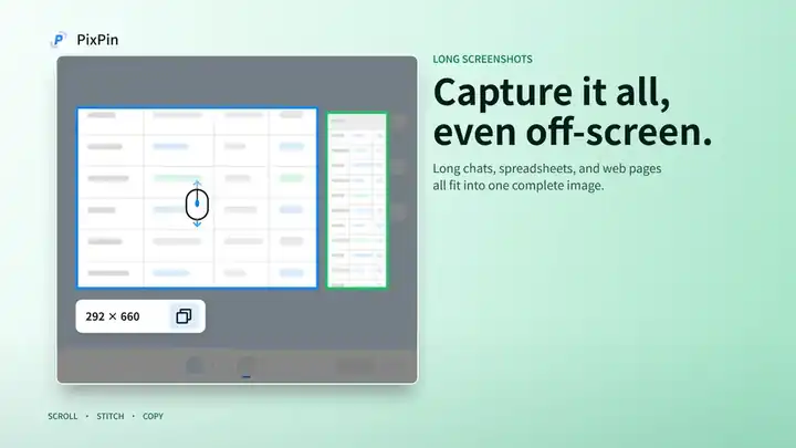 PixPin long screenshot capturing content beyond the visible screen